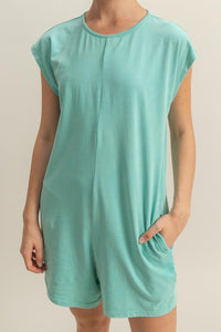 HYFVE Round Neck Cap Sleeve Relaxed Fit Breezy Romper - Brittney MADE