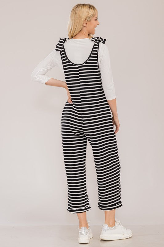 Celeste Full Size Striped Scoop Neck Overalls with Pockets - Brittney MADE