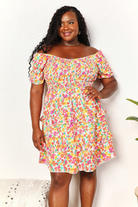 Devine Smocked Sweetheart Neck Flounce Sleeve Mini Dress - Brittney MADE