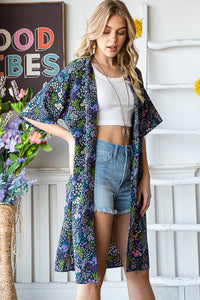 Heimish Full Size Half Sleeve Floral Open Cardigan Plus Size - Brittney MADE