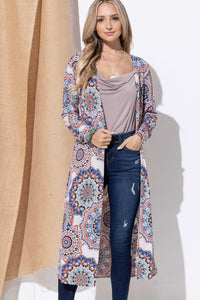 And The Why Printed Kimono Open Front Longline Cardigan - Brittney MADE
