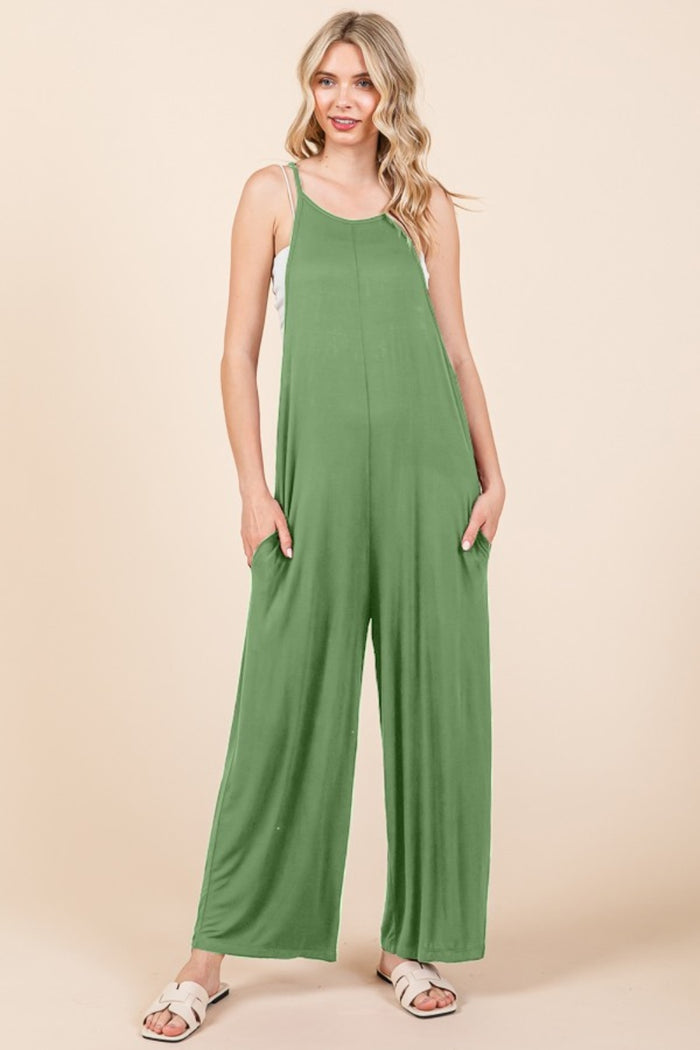 Culture Code Full Size Sleeveless Wide Leg Jumpsuit with Pockets - Brittney MADE