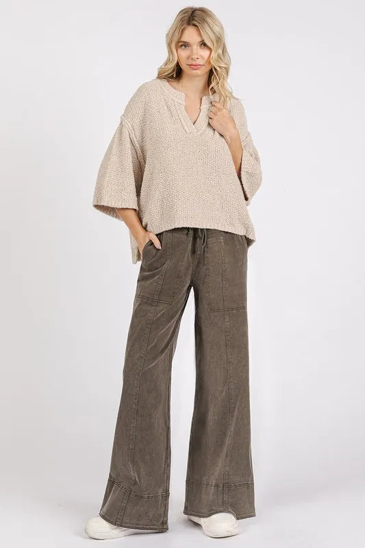 Mittoshop Mineral Wash Elastic Wide Leg Pants - Brittney MADE