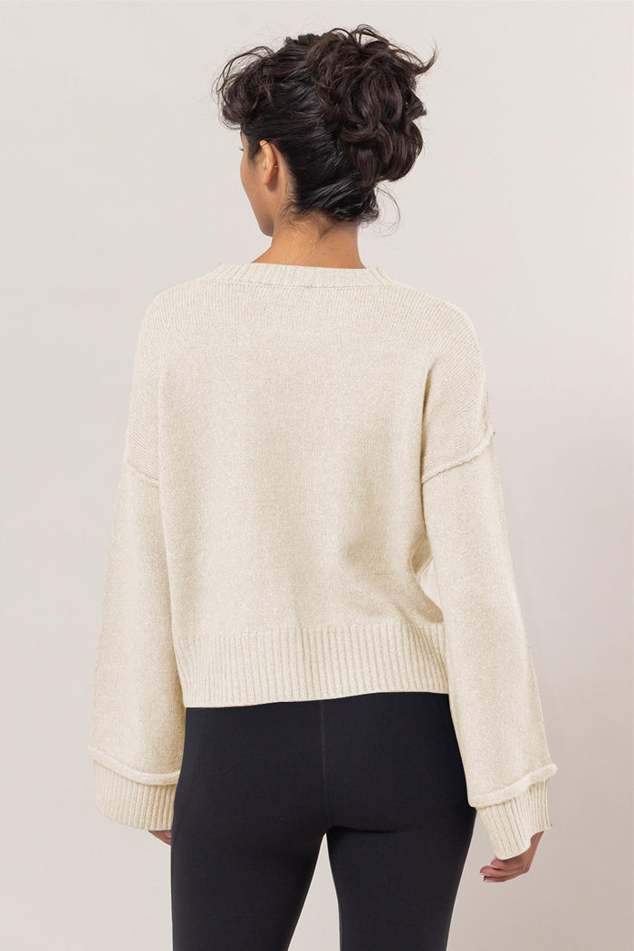 HYFVE Round Neck Dropped Shoulder Ribbed Sweater - Brittney MADE