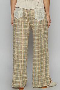 POL Lace Trim Drawstring Checkered Wide Leg Pants - Brittney MADE