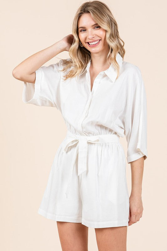 Mittoshop Tie Waist Half Sleeve Romper - Brittney MADE