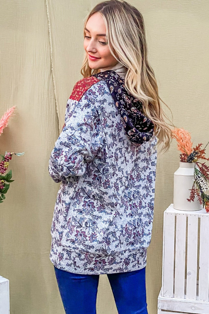 And The Why Printed Half Zip Up Long Sleeve Hoodie - Brittney MADE