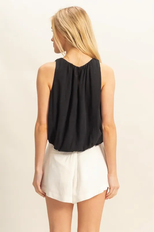 HYFVE Bubble Hem Round Neck Sleeveless Blouse - Brittney MADE