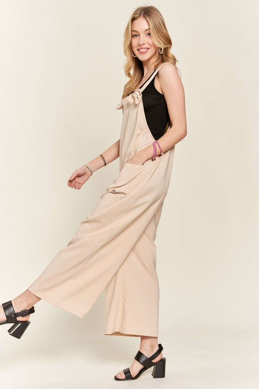 ADORA Knotted Wide Strap Wide Leg Overalls - Brittney MADE