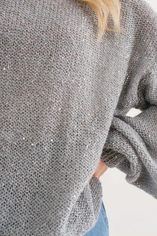 And The Why Sequined Light Weight Pullover Sweater - Brittney MADE