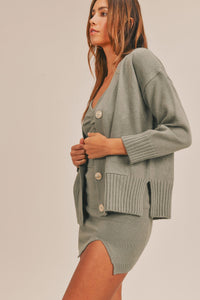 MABLE 3 Pieces Sweater Set with Crop Cami, Mini Skirt, Cardigan - Brittney MADE