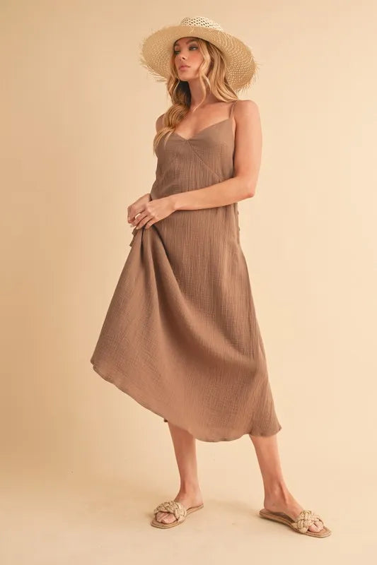 Aemi+Co Side Button Midi Cami Dress - Brittney MADE