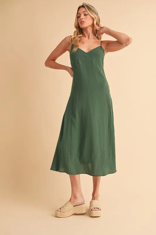 Aemi+Co Side Button Midi Cami Dress - Brittney MADE