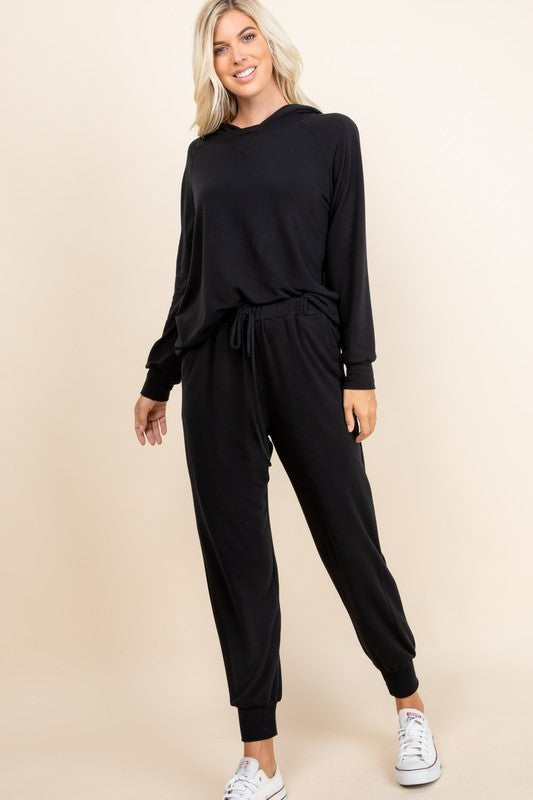 Super Lady Full Size Long Sleeve Hoodie and Tied Pants Set - Brittney MADE