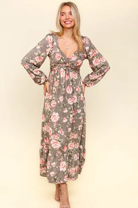 Haptics Twisted Detail Ruffled Hem Floral Dress with Side Pockets - Brittney MADE