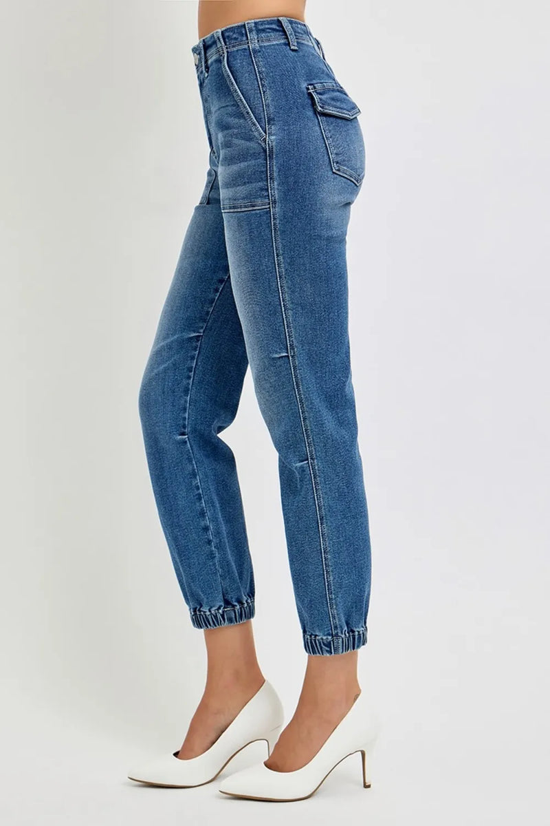 RISEN Full Size High Rise Ankle Jogger Jeans - Brittney MADE