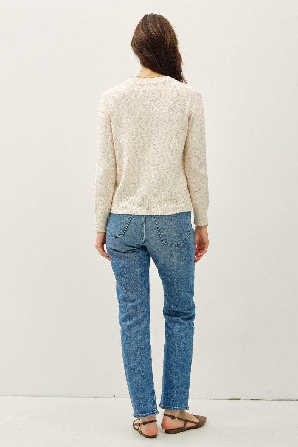 Be Cool Heathered Round Neck Long Sleeve Sweater - Brittney MADE