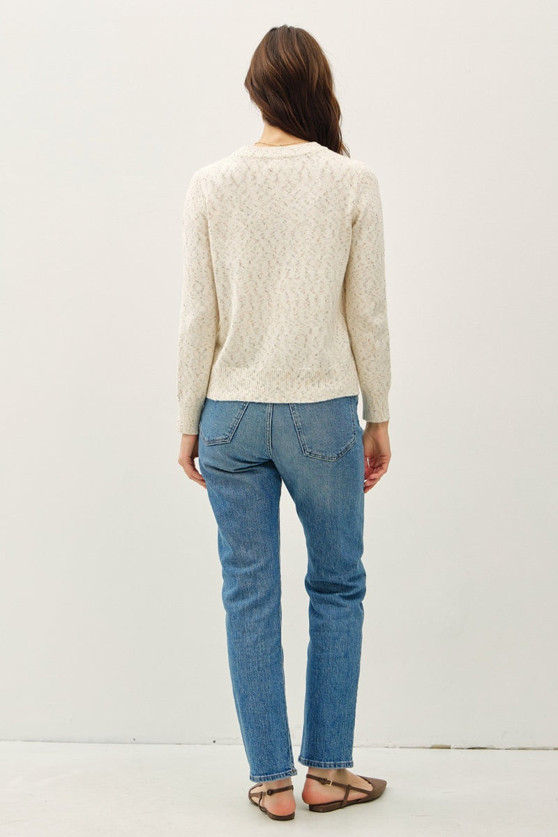 Be Cool Heathered Round Neck Long Sleeve Sweater - Brittney MADE