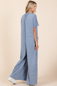 Mittoshop Button Detail Short Sleeve Wide Leg Jumpsuit - Brittney MADE