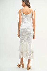 MABLE Sleeveless Shoulder Tie Rose Knit Midi Dress - Brittney MADE