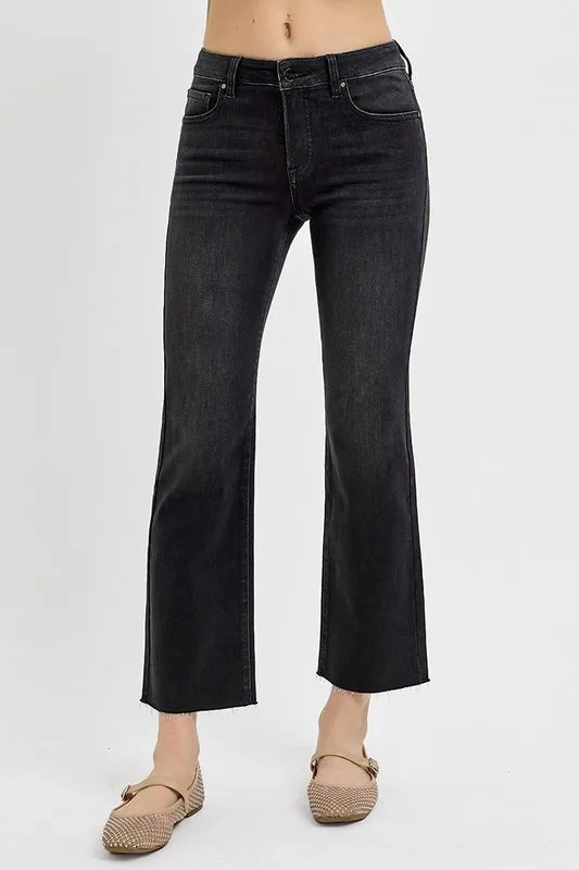 RISEN Tummy Control Mid Rise Crop Straight Jeans - Brittney MADE