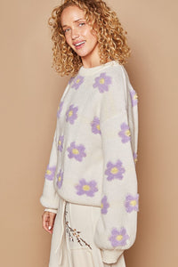POL Daisy Pattern Drop Shoulder Sweater - Brittney MADE