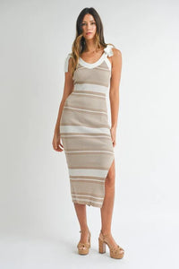 MABLE Striped Rib Knit Midi Dress - Brittney MADE