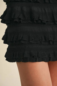 MABLE Ruffled Detail High Waist Knit Mini Skirt - Brittney MADE