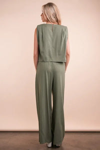 VERY J Solid Woven Top & Pants Set - Brittney MADE