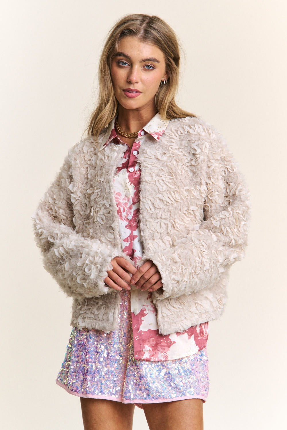 J.NNA Mixed Fabric Chic Jacket - Brittney MADE