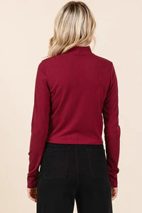 Mittoshop Mock Neck Rib Knit Long Sleeve Crop Top - Brittney MADE