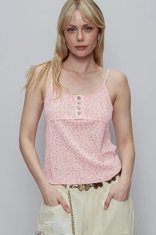 POL Floral Scoop Neck Adjustable Strap Cami - Brittney MADE