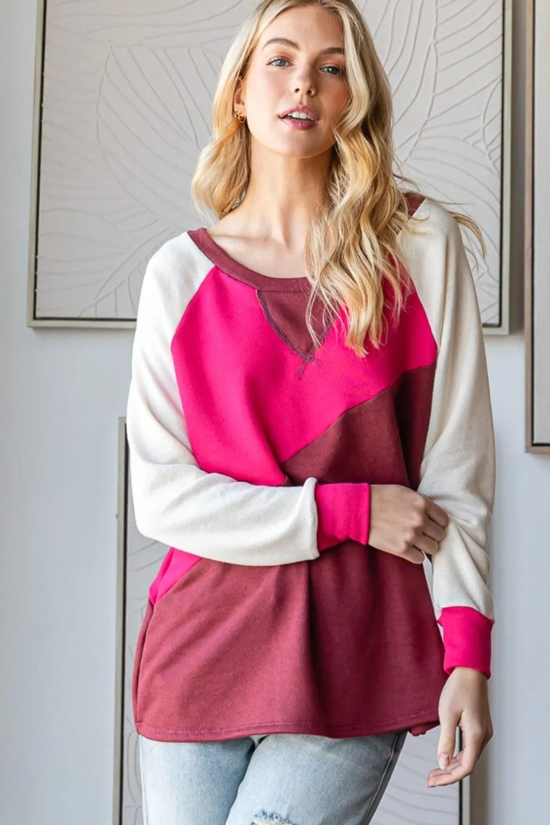 HOPELY Color Block Long Sleeve T-Shirt - Brittney MADE