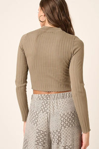 Mittoshop Mock Neck Long Sleeve Crop Knit Top - Brittney MADE