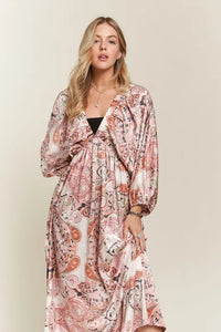 ADORA Printed V-Neck Batwing Sleeve Dress - Brittney MADE