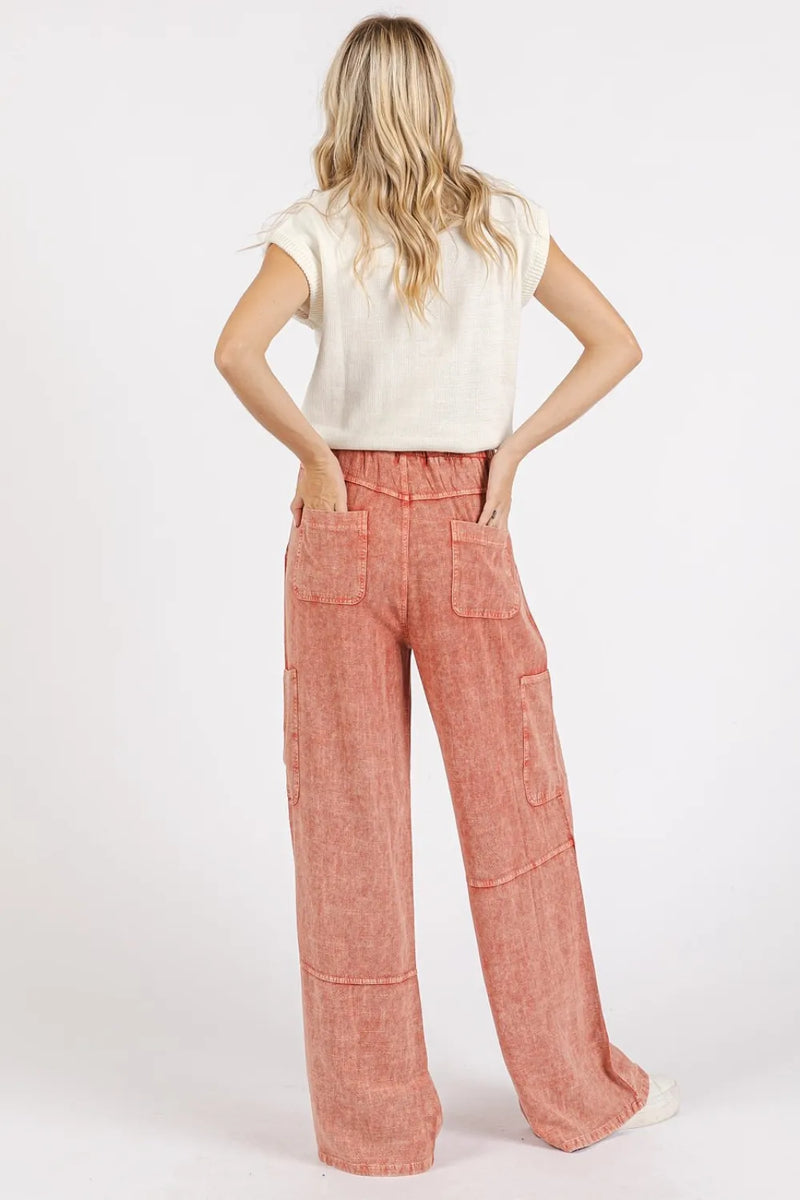 Mittoshop Mineral Wash Drawstring Elastic Waist Pants - Brittney MADE
