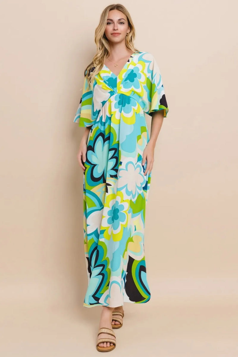 ODDI Floral Printed Slit Maxi Dress - Brittney MADE