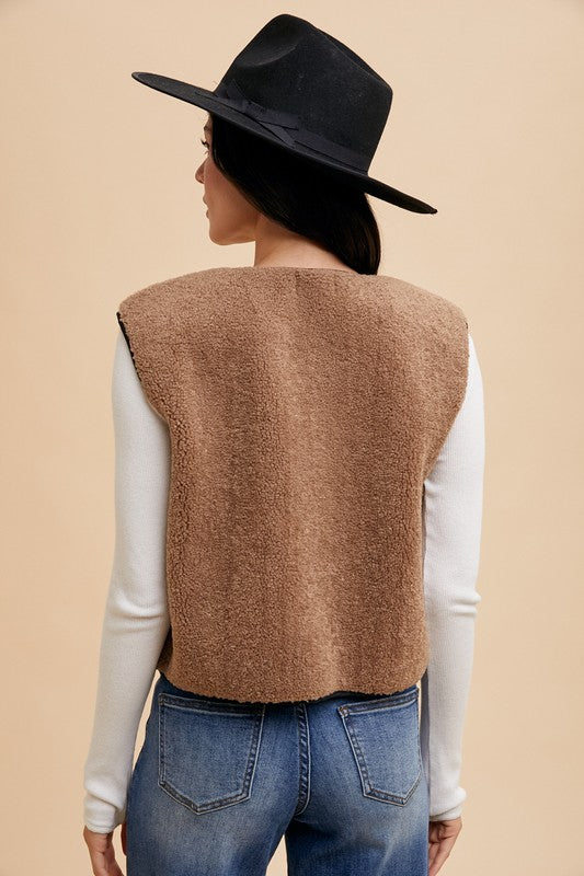 Annie Wear V-Neck Tie Detail Vest Coat - Brittney MADE