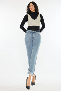 Kancan Raw Hem High Rise Straight Jeans - Brittney MADE