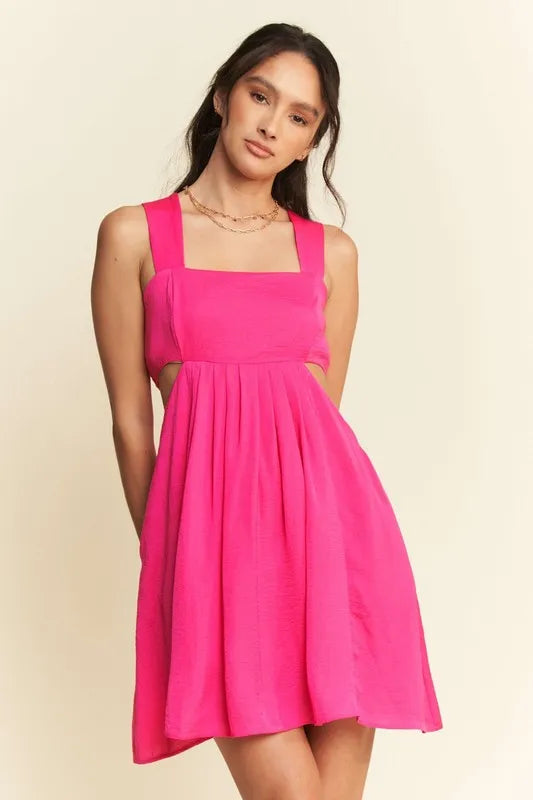 Davi & Dani Washed Satin Cutout Skirt Bandeau Mini Dress - Brittney MADE