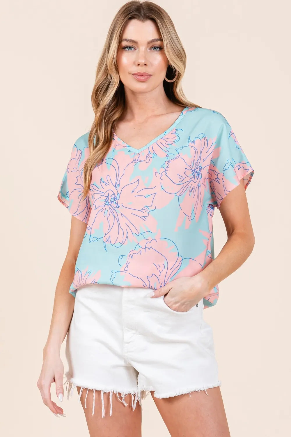 BOMBOM Floral Short Sleeve T-Shirt - Brittney MADE