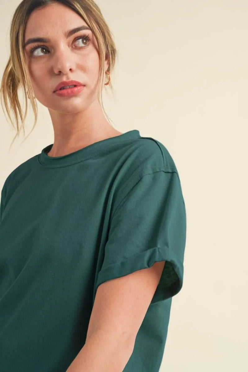 Aemi + Co Exposed Seam Round Neck Short Sleeve T-Shirt - Brittney MADE