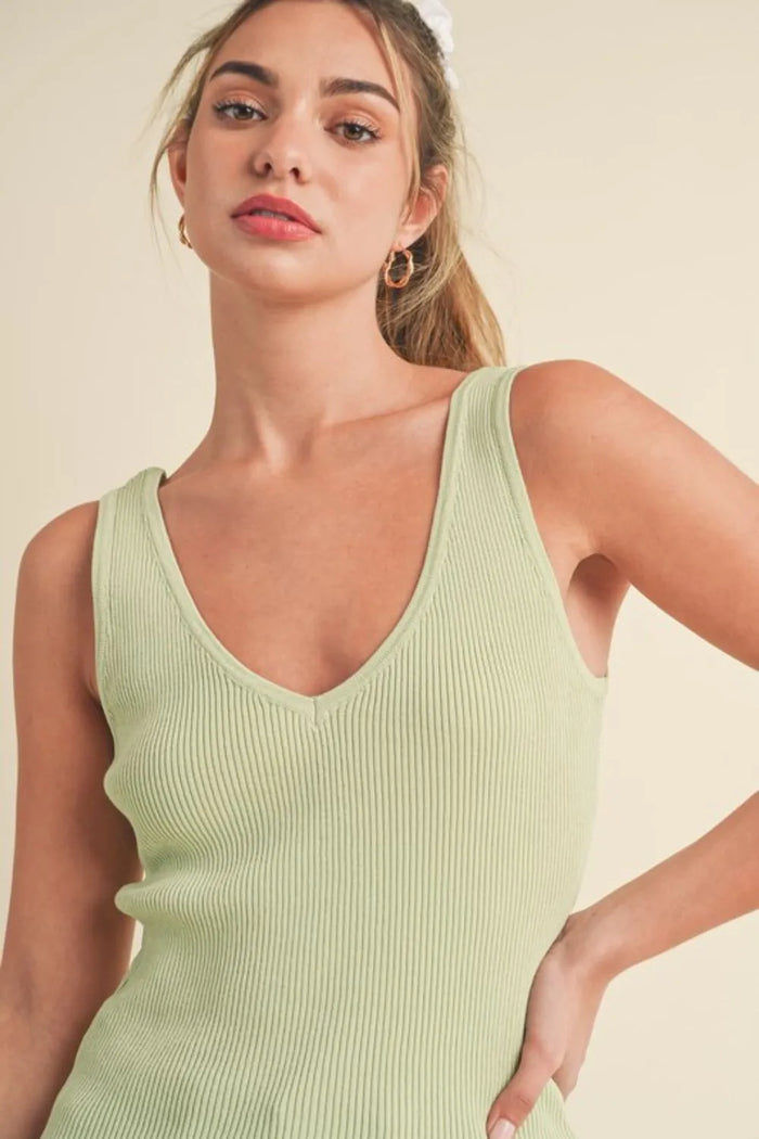 Aemi + Co Ribbed Wide Strap Knit Tank - Brittney MADE