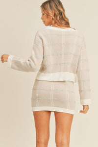 MABLE Plaid Button Down Sweater Cardigan and Mini Skirt Set - Brittney MADE