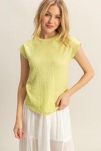 HYFVE Textured Round Neck Cap Sleeve Knit Top - Brittney MADE