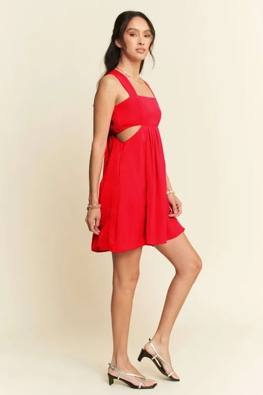 Davi & Dani Washed Satin Cutout Skirt Bandeau Mini Dress - Brittney MADE