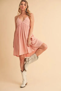 Aemi + Co Ruched Plunge Mini Cami Dress - Brittney MADE