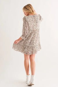 And The Why Leopard Ruffle Hem Woven Mini Dress - Brittney MADE