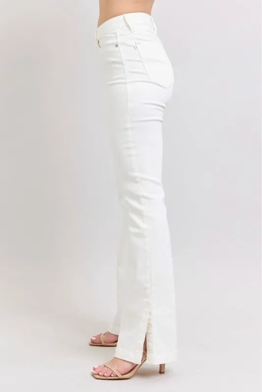 Judy Blue Full Size High Waist Side Slit Slim Bootcut Jeans Plus Size - Brittney MADE