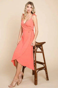 Culture Code Ruffle Detail Surplice Wrap Slip Dress - Brittney MADE